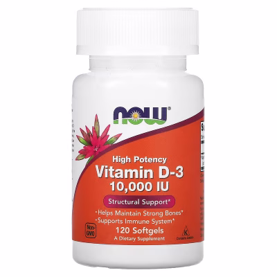 NOW Vitamine D3 10 000 UI | 120 Capsules
