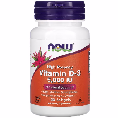 NOW Vitamine D3 5000 UI | 120 Capsules