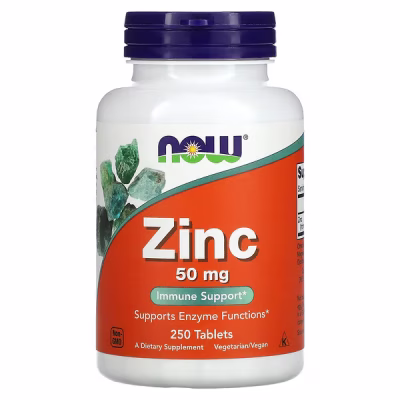 NOW Zinc 50mg 250 Comprimés | Immunité